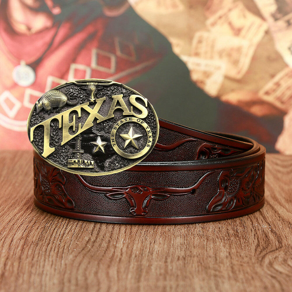 Men's And Women's Fashion Texas Cow Head Belts.