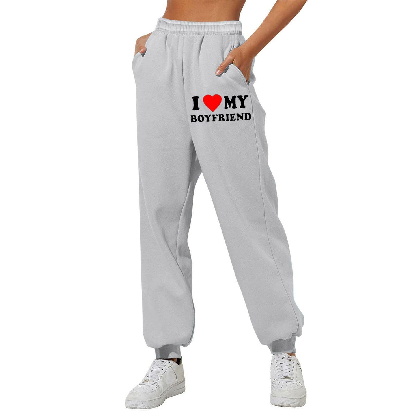 I Love MY BOYFRIEND Printed Trousers Casual Sweatpants Men And Women Sports Pants.