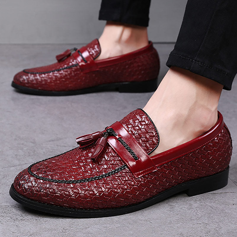 Large Size 38-48 Tassel Plaid Men New Loafers Weaving Comfortable Soft Mens Leisure Leather Shoes Fashion Sapato Masculino