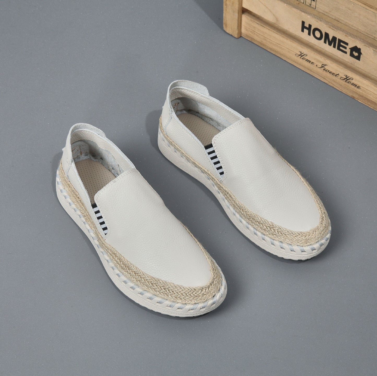 Handmade leather sewn massage shoe toe layer cowhide casual fisherman one foot men's shoes