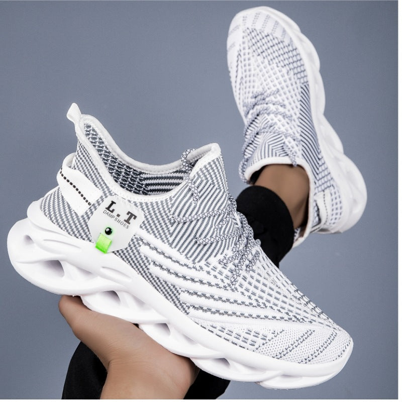 Men's shoes New mesh casual sneakers Men's summer breathable fly weave Fried Dough Twists soled large shoes Running shoes