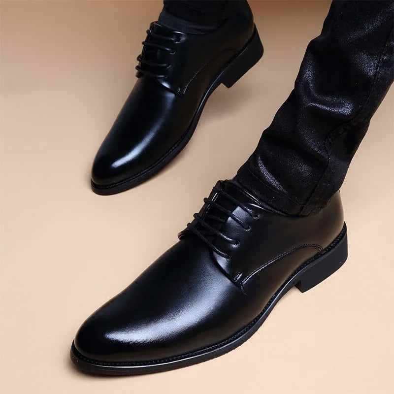 Men Wedding Leather Business Men's Dress Pointed Casual Youth British Style Inner Heightening Spring New Arrivals Shoes