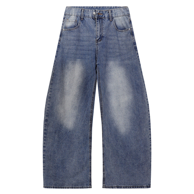 Pants Men's Distressed Loose Straight Leg Trousers High Waist Wide Leg Floor-Length Pants