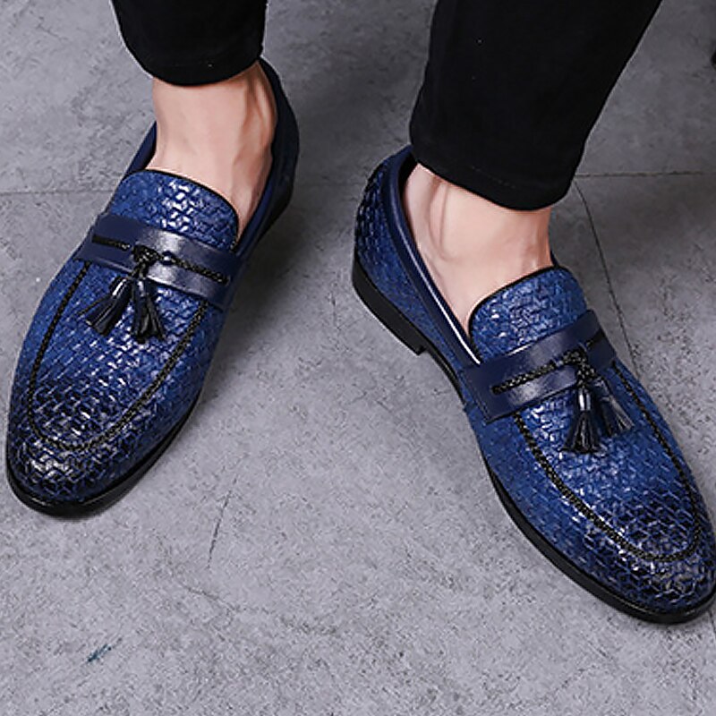 Large Size 38-48 Tassel Plaid Men New Loafers Weaving Comfortable Soft Mens Leisure Leather Shoes Fashion Sapato Masculino