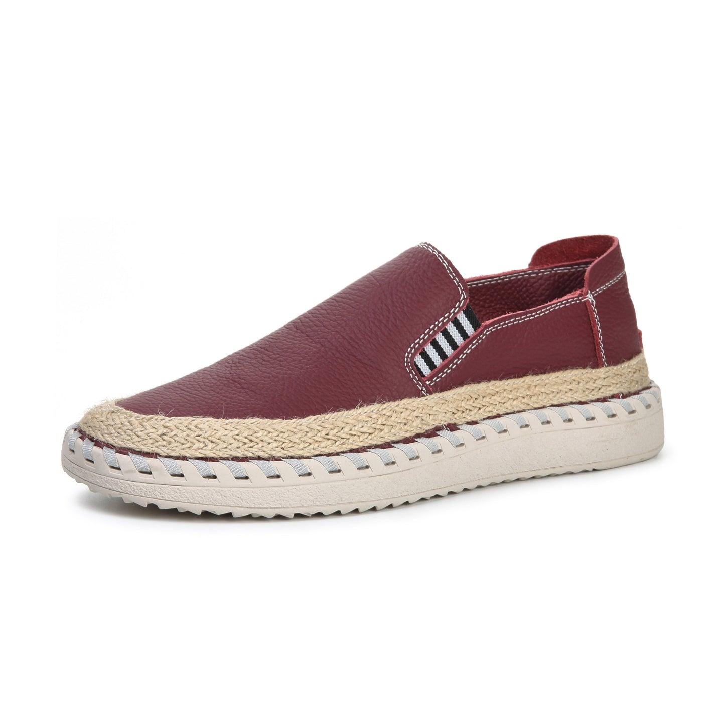 Handmade leather sewn massage shoe toe layer cowhide casual fisherman one foot men's shoes