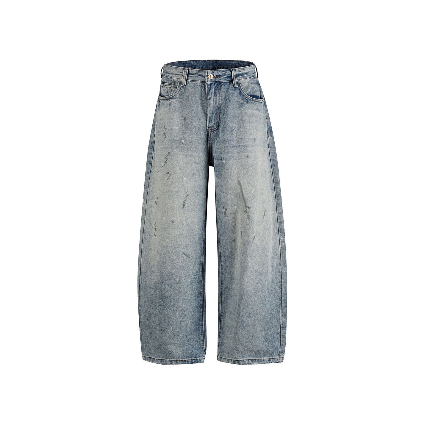 Street Style High-Street Personality Washed Denim Long Pants