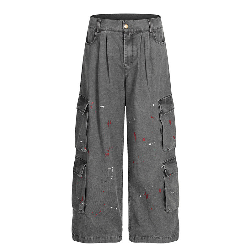 Splash ink workwear jeans for men and women