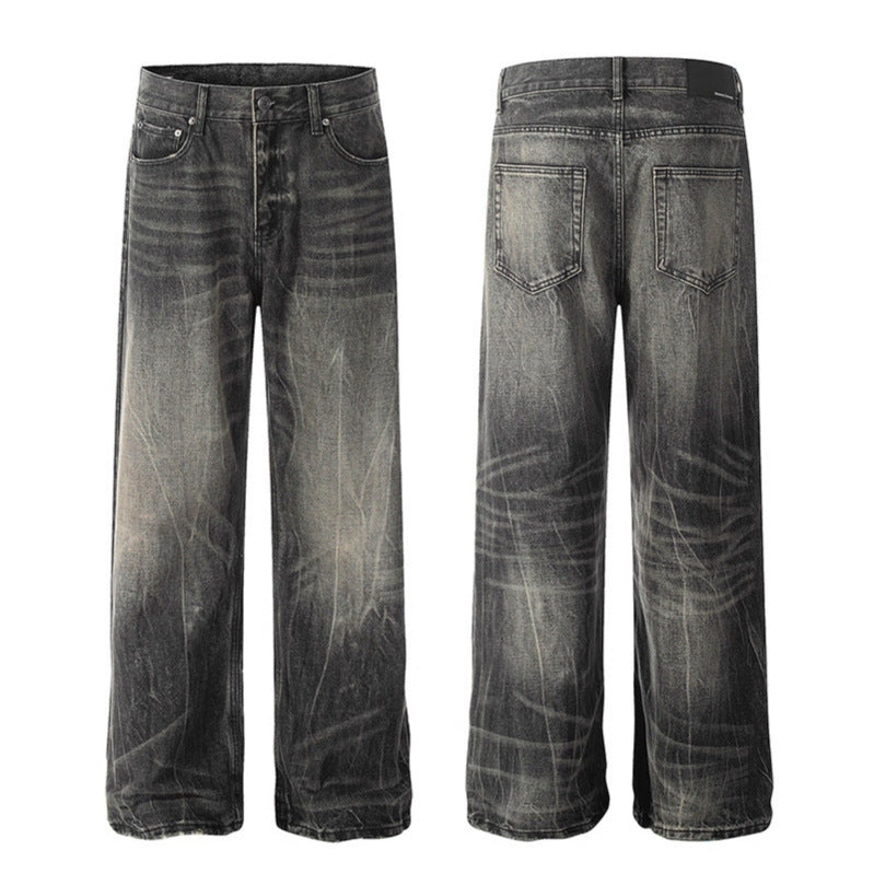 Washed denim jeans