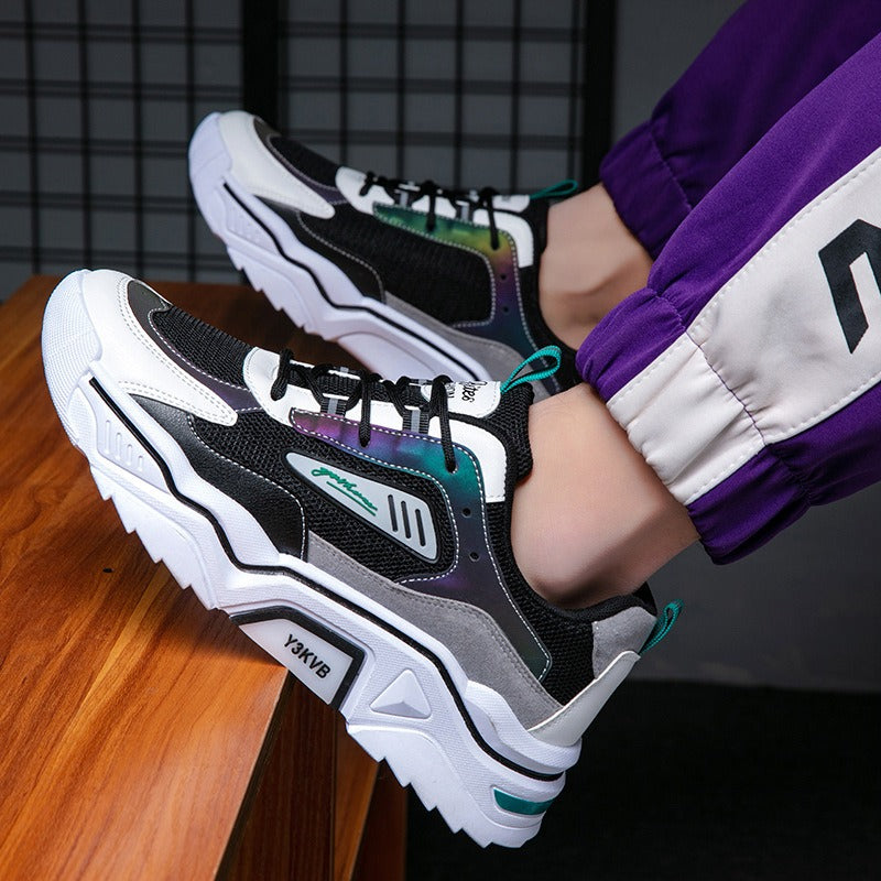 Summer breathable and versatile mesh sports and leisure shoes for teenagers, height increasing dad, ins trendy shoes