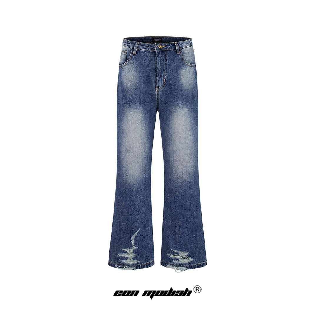 Street High-Street Premium Washed Flared Denim Trousers