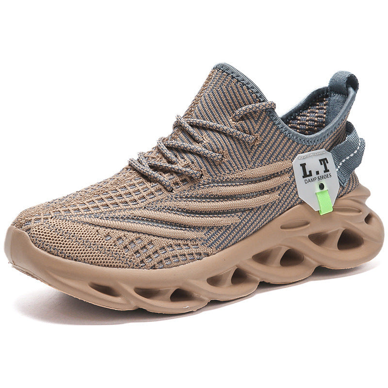 Men's shoes New mesh casual sneakers Men's summer breathable fly weave Fried Dough Twists soled large shoes Running shoes