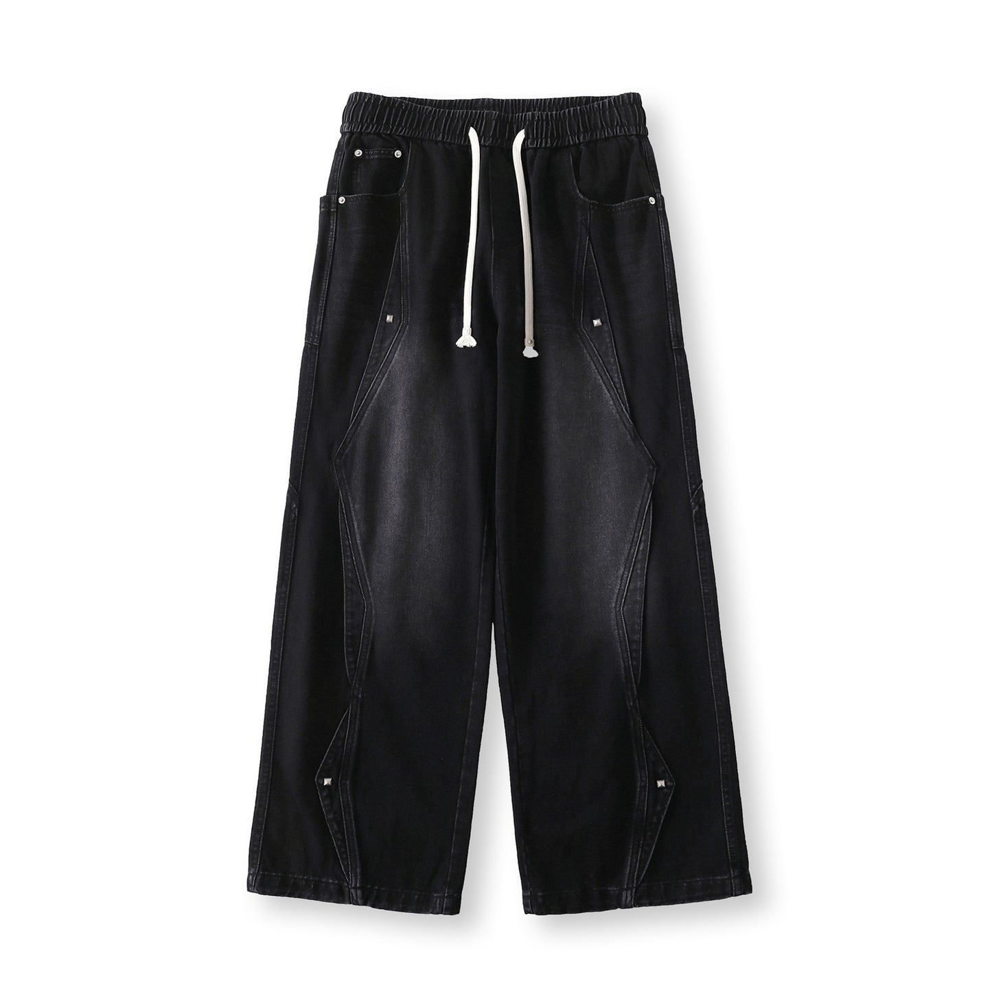 Street Style High-Street Personalized Washed Design Denim Long Pants