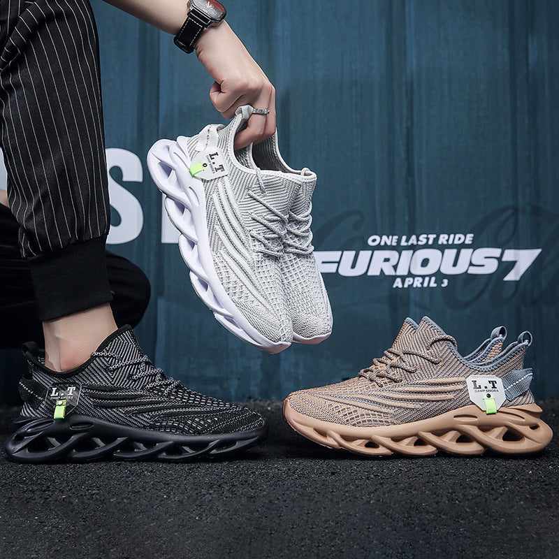 Men's shoes New mesh casual sneakers Men's summer breathable fly weave Fried Dough Twists soled large shoes Running shoes