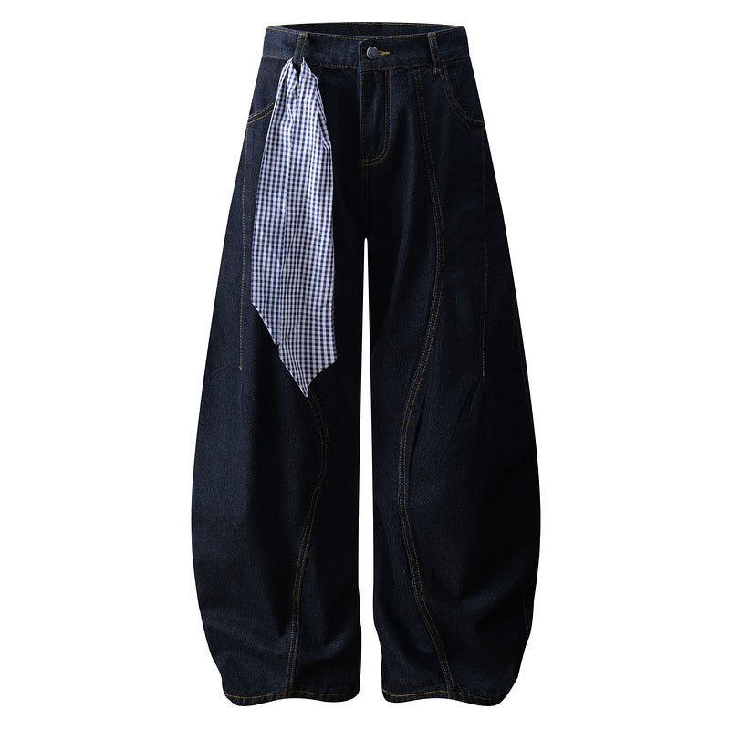 Washed Tapered Jeans Design Loose Wide Leg Casual Long Pants