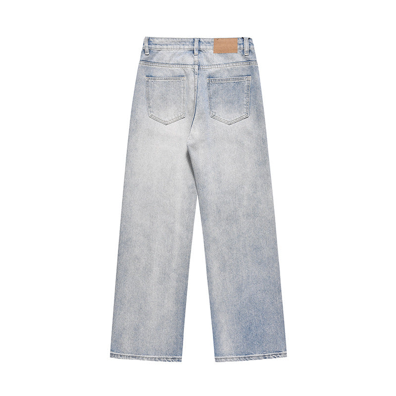 Wash and make old straight leg micro flared jeans for men and women