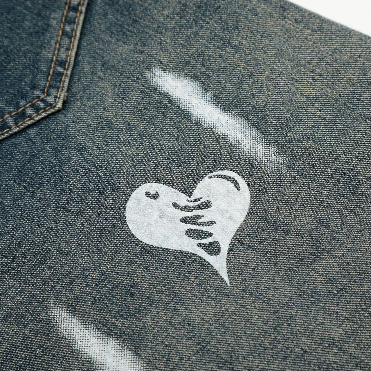 Street Style High-Street Unique Pattern Design Denim Long Pants