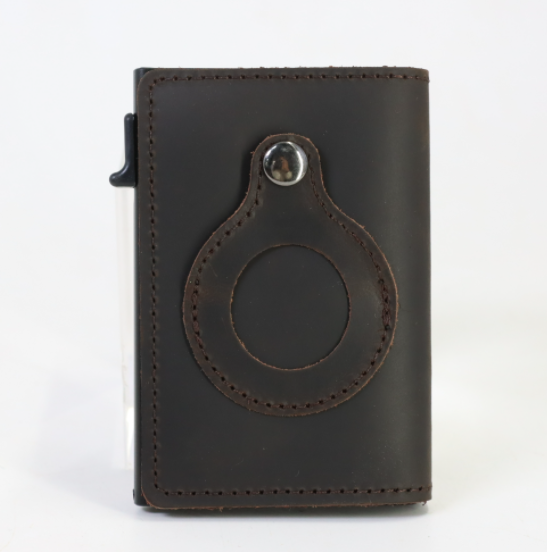 AirTag Wallet Anti Theft Bullet Card Bag Multi-functional Rfid Card Holder Men's Leather Slim Wallets For Airtag Air Tag Kashur Mart .