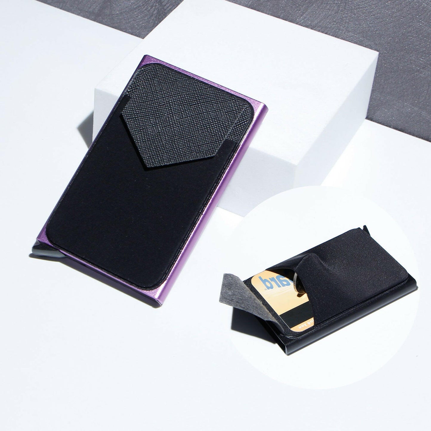 Metal Card Strap Lycra Cloth Anti-theft Swiping Aluminum Alloy Credit Card Box Business Card Case Multi Card Holder Kashur Mart .