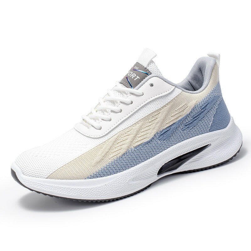 Color-blocked Mesh Sneakers Men Breathable Comfortable Casual Fashion Lace Up Wear-resistant Walking Running Sports Shoes Kashur Mart .
