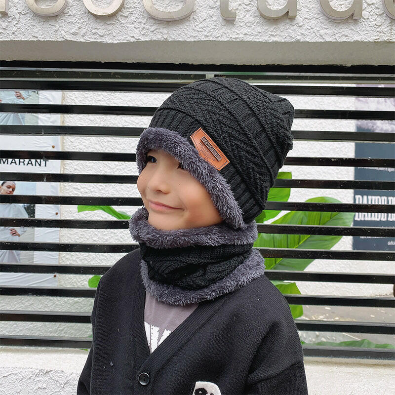 Winter Beanie Hat Scarf Set Warm Knit Hat Thick Fleece Lined Winter Hat Neck Warmer For Men Women.