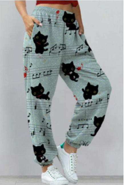 Women's Harem Pants Print Yoga Boho Sports Trousers With Pockets.