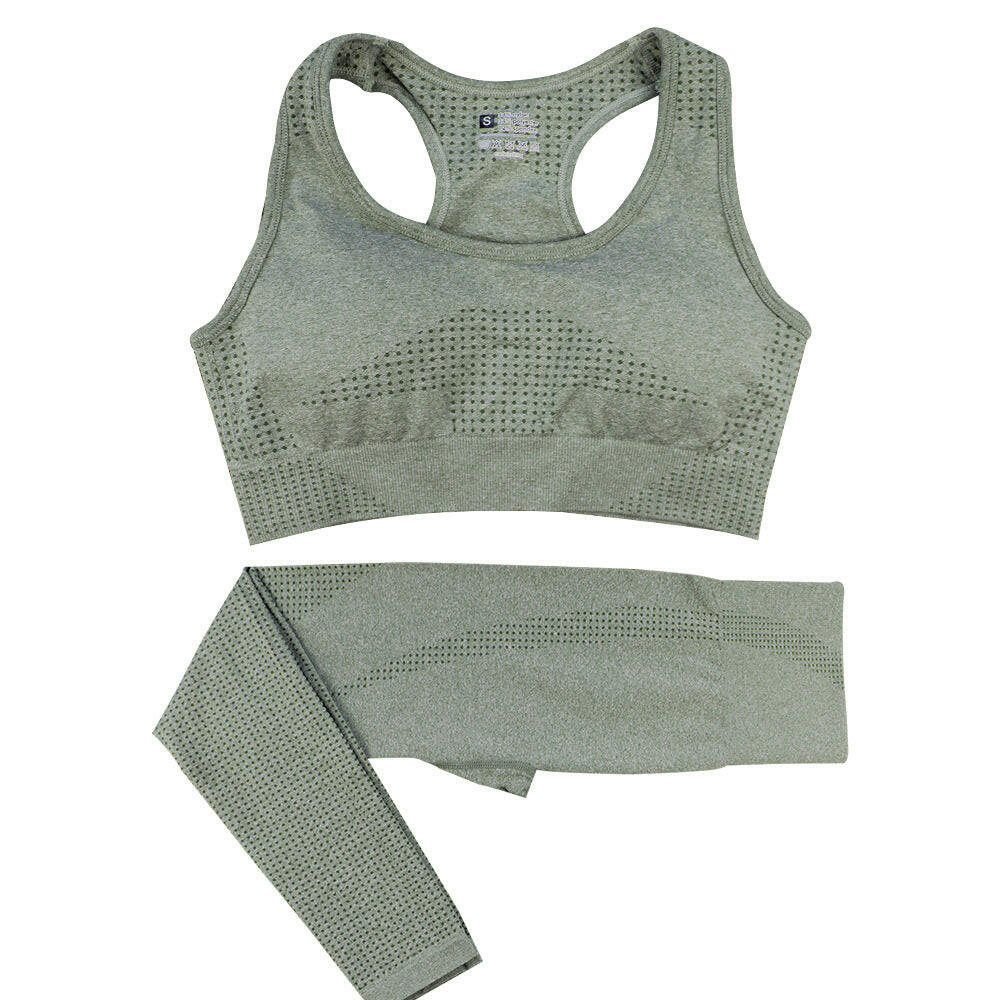 2PCS Seamless Yoga Set Women Tracksuit High Waist Leggings Workout Sportswear Gym Clothing Fitness Crop Top Sports Suits Gym Set.
