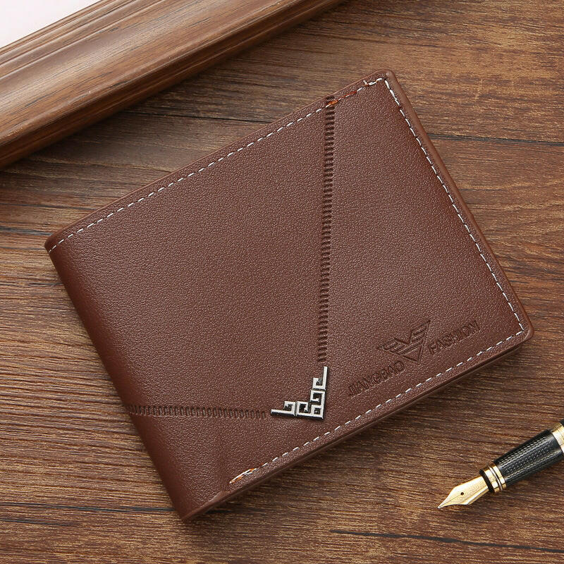 Men's Simplicity Fashion Multi-card-slot Lychee Pattern Short Wallet.