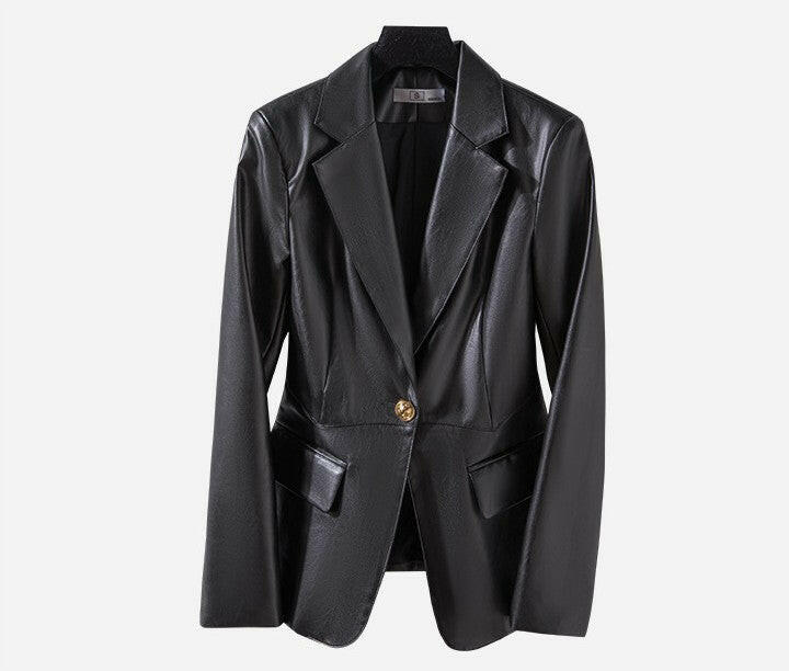 Women's Slim Skinny Leather Jacket Coat.
