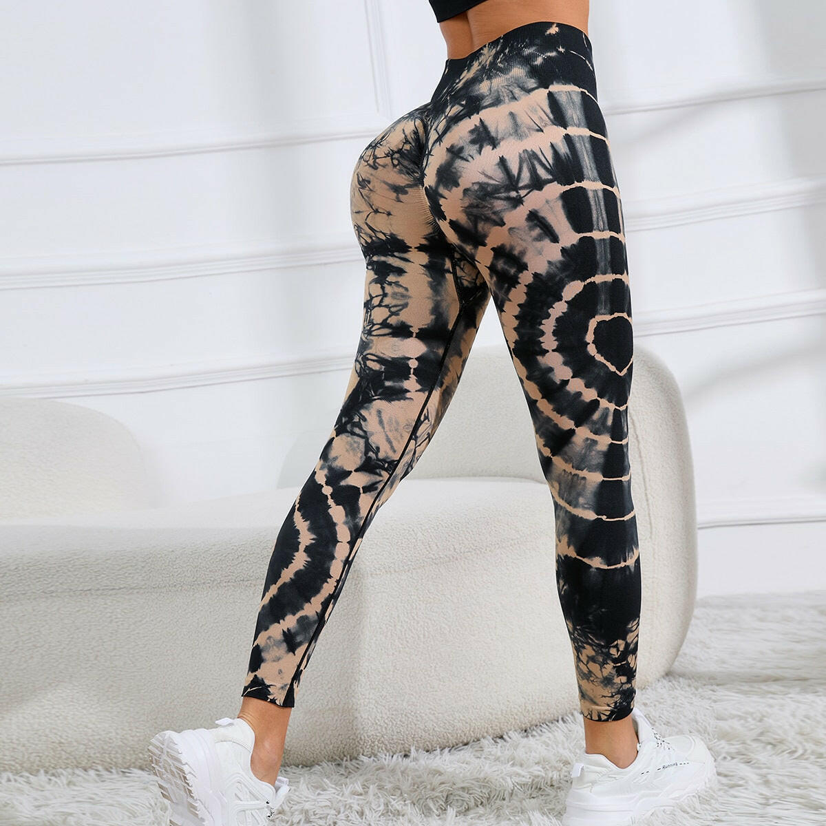 New Tie Dye Printed Yoga Pants Women Seamless High Waist Hip Lifting Fitness Running Sports Leggings.