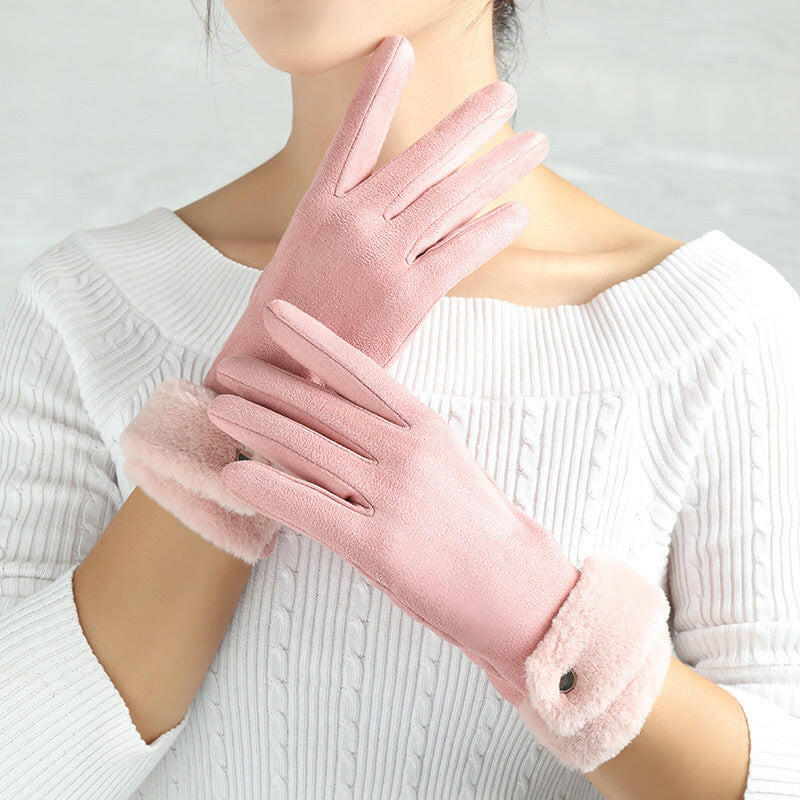 Suede Glove Warm Finger Gloves.