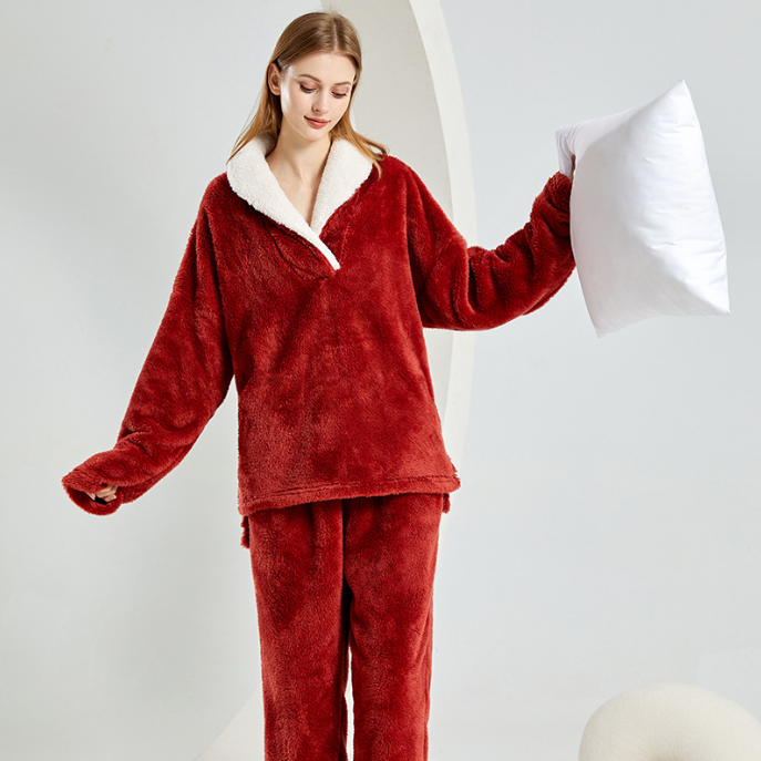 Flannel Pajamas Pajamas Set Thickening Couples Home Service.