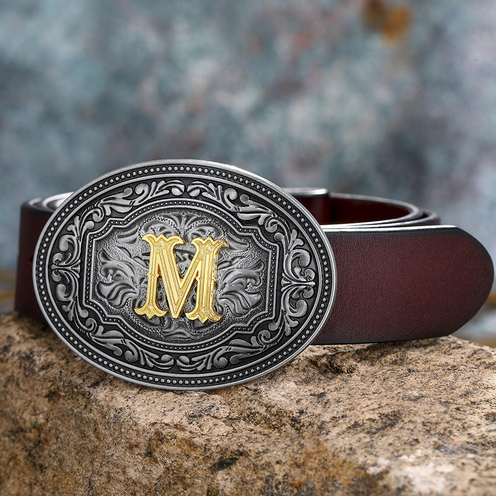 Men's And Women's Floral Letter Buckle Belts.
