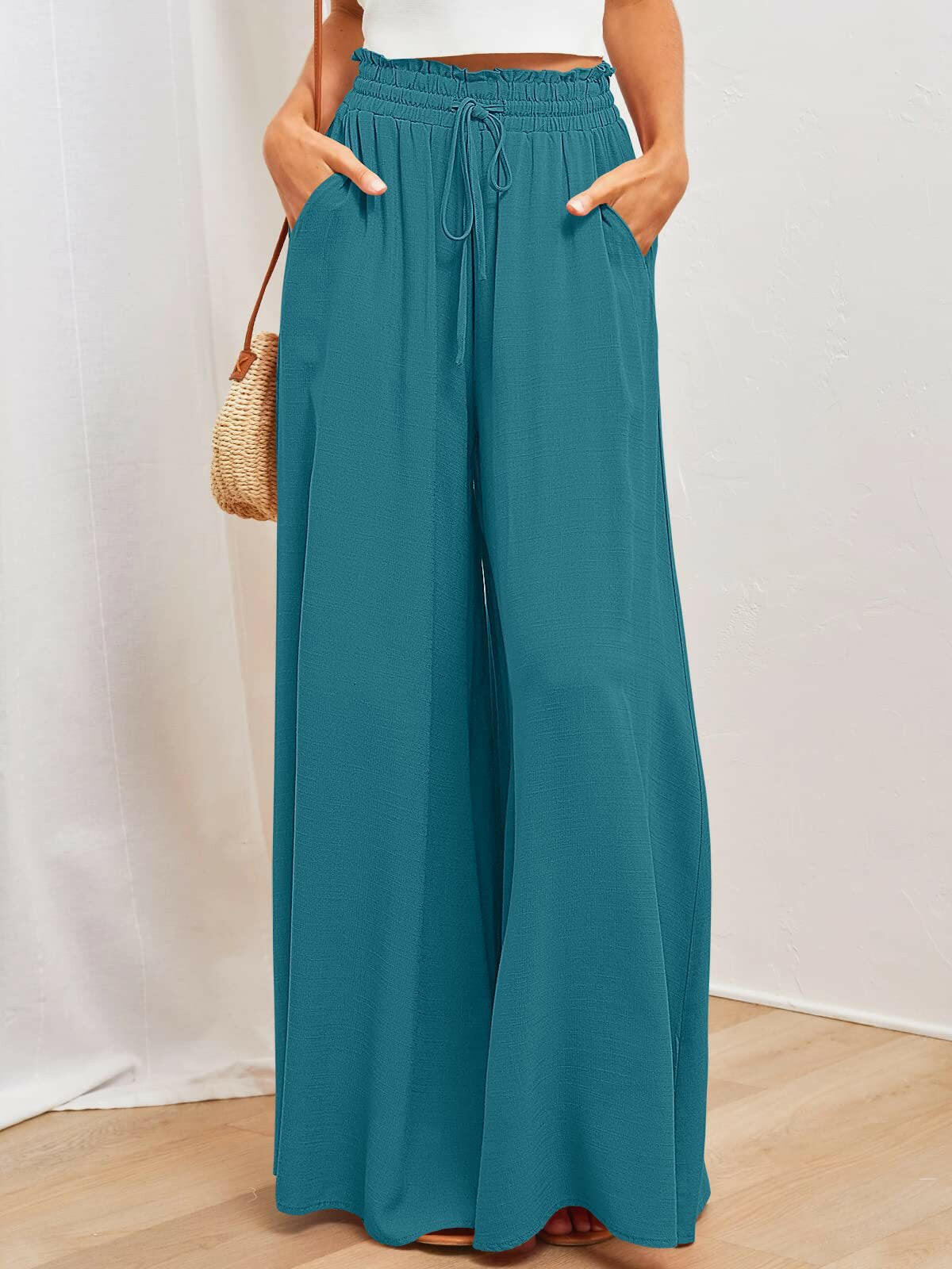 Womens Pants Wide Leg Loose Comfy Lounge Sweatpants With Pockets.