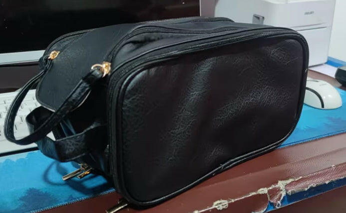 Three-layer Double Zipper U-shaped Design Cosmetic Bag Fashion High Capacity Make Up Bags Portable Pu Leather Storage Bag For Skin Care Products Kashur Mart .
