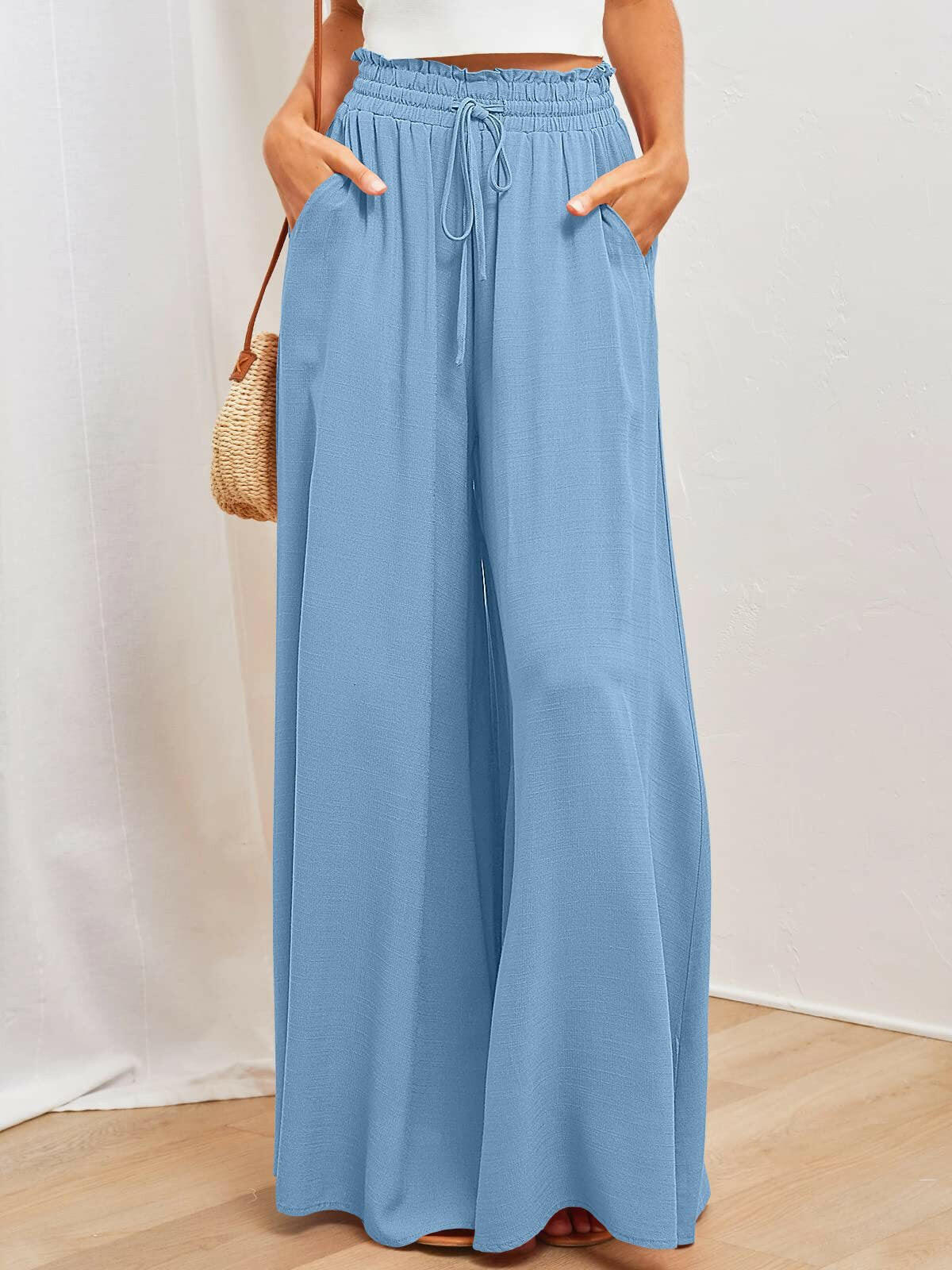 Womens Pants Wide Leg Loose Comfy Lounge Sweatpants With Pockets.