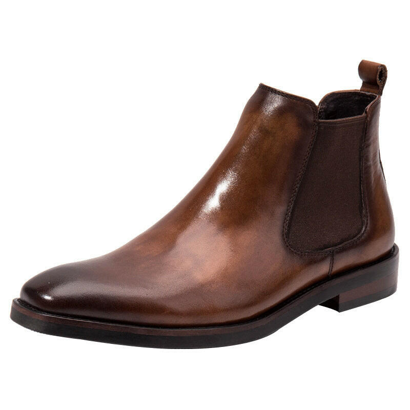 Brown Head Leather Business Shoes For Men.