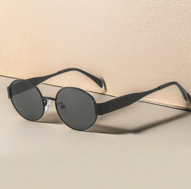 Oval Sunglasses Women's Metal Vintage Sunglasses.