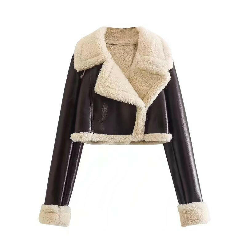 Women's Short Lapel Long Sleeve Slim Fashion Personality Jacket Jacket.