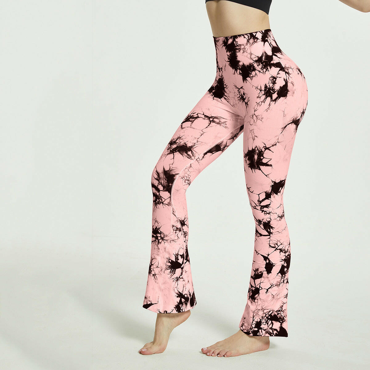 Fashion Tie Dye Printed Yoga Bell-Bottomed Pants Seamless High Waist Quick-drying Fitness Running Sports Leggings Women Flares.