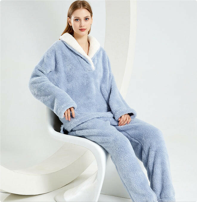 Flannel Pajamas Pajamas Set Thickening Couples Home Service.