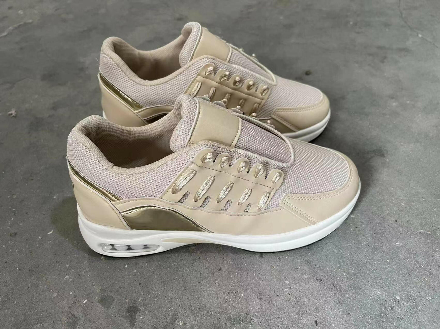 Lace Up Sneakers Women Wedge Heel Running Sports Shoes.