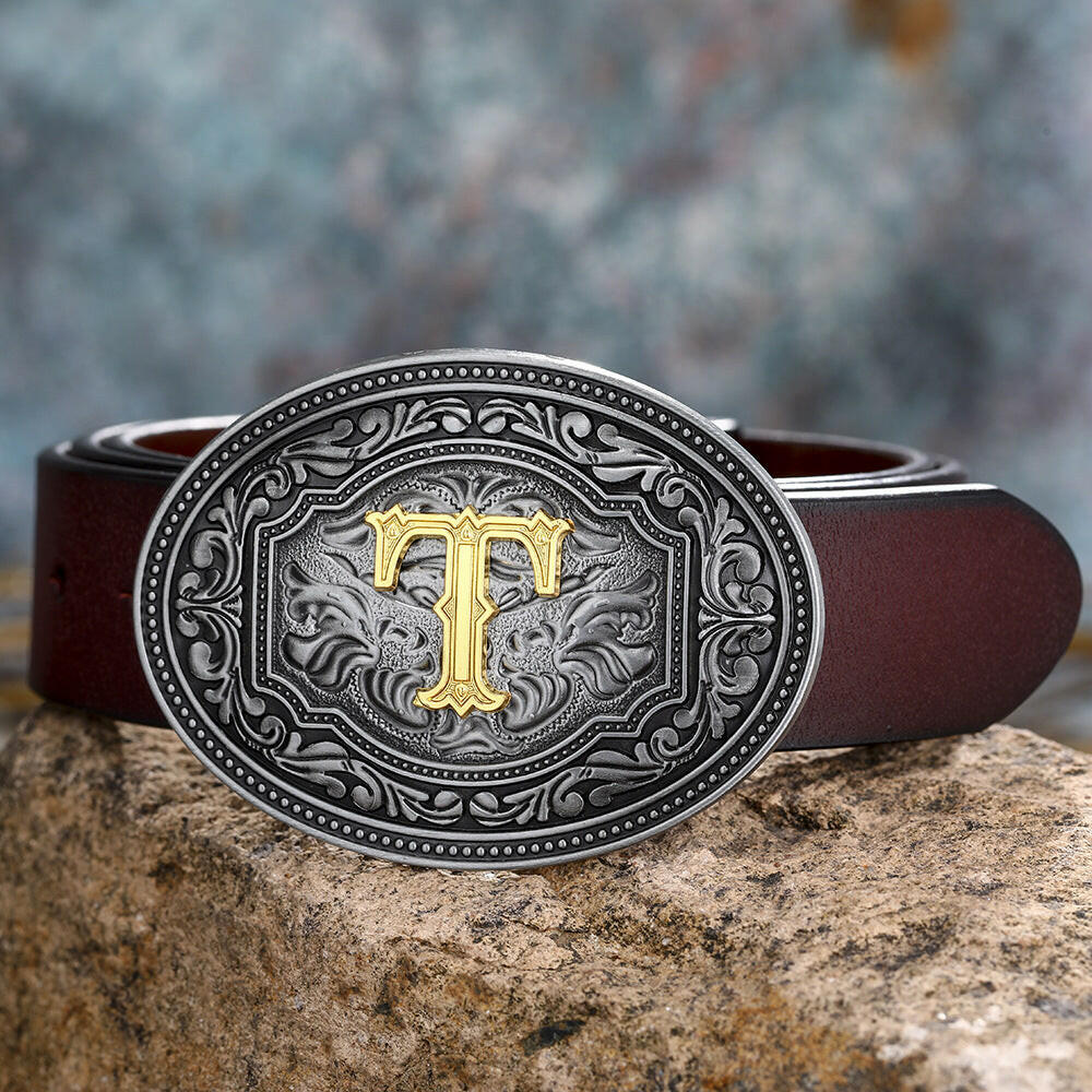 Men's And Women's Floral Letter Buckle Belts.