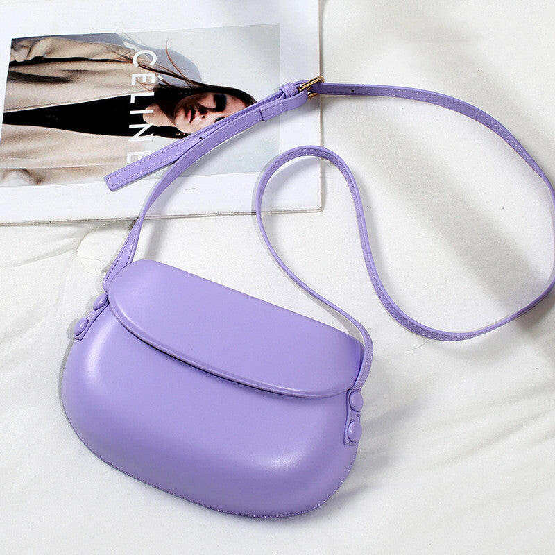 Candy Color Cute Shell Bag Ins Fashion Saddle Bags Women Shoulder Messenger Bag.