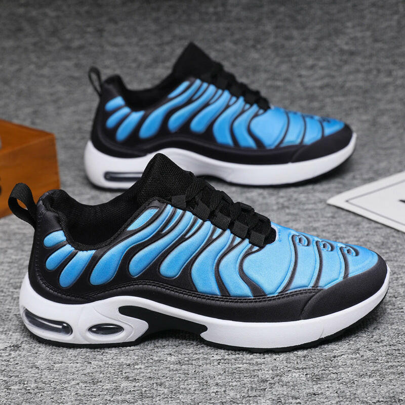 Color-blocked Sneakers Men Personalized Fashion Lace Up Air Cushion Sports Shoes Casual Outdoor Running Walking Shoes Kashur Mart .