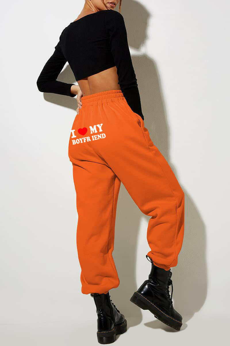 I Love MY BOYFRIEND Printed Trousers Casual Sweatpants Men And Women Sports Pants.