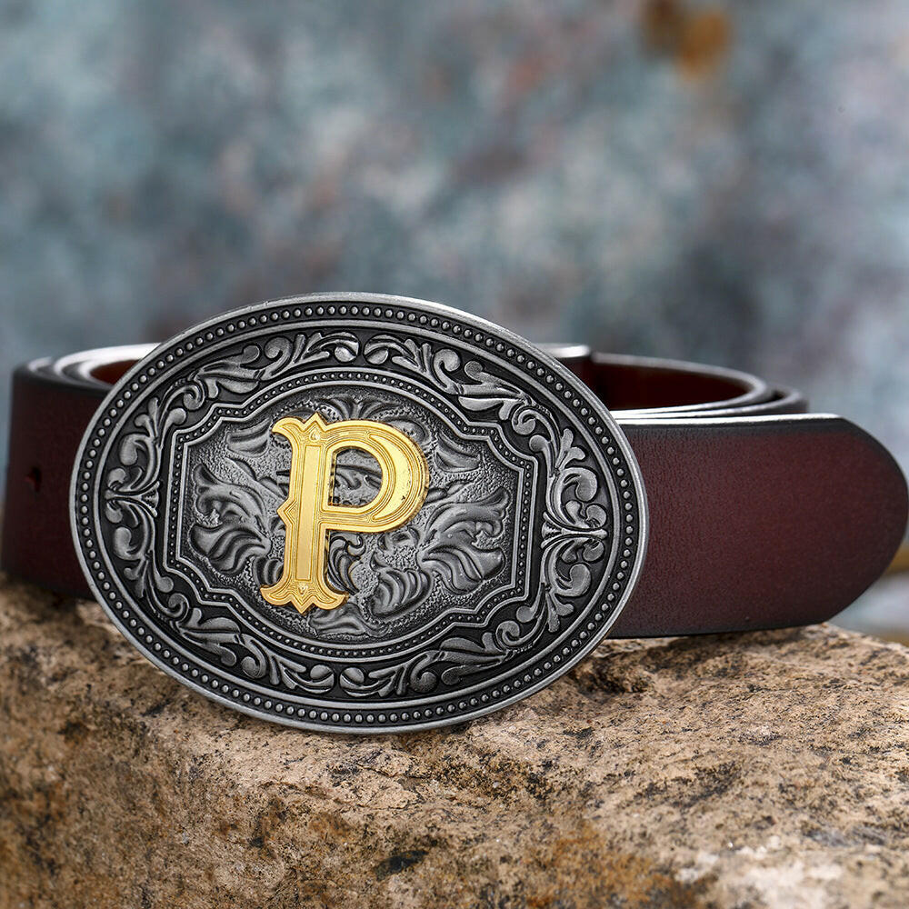 Men's And Women's Floral Letter Buckle Belts.