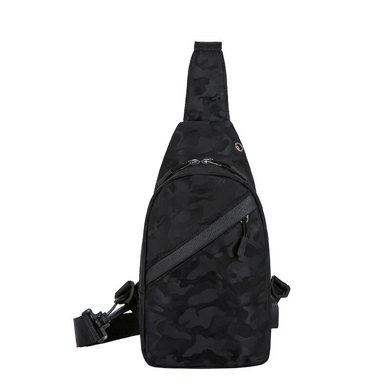 Camouflage Chest Bags Men Crossbody Bag With Headphone Hole.