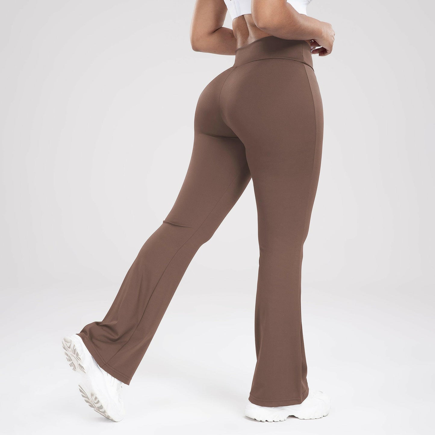 Cross Waist Side Pocket Leisure Sports Bell-bottom Pants Slim Fit Yoga Pants Women.
