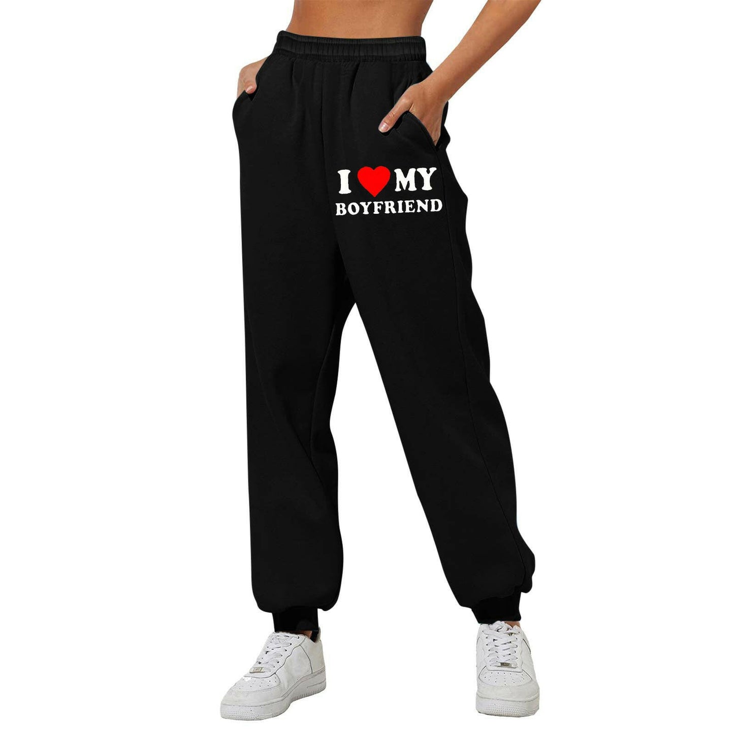 I Love MY BOYFRIEND Printed Trousers Casual Sweatpants Men And Women Sports Pants.