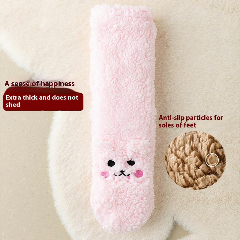 Winter Floor Socks Velvet Thicken Warm Coral Velvet Cute Socks Japanese-style Home Footwear Non-slip Socks New Year Gifts Winter Gadgets.